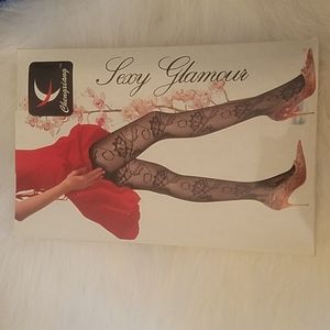 CHENGXIANG FLORAL BLACK FISHNET PANTYHOSE